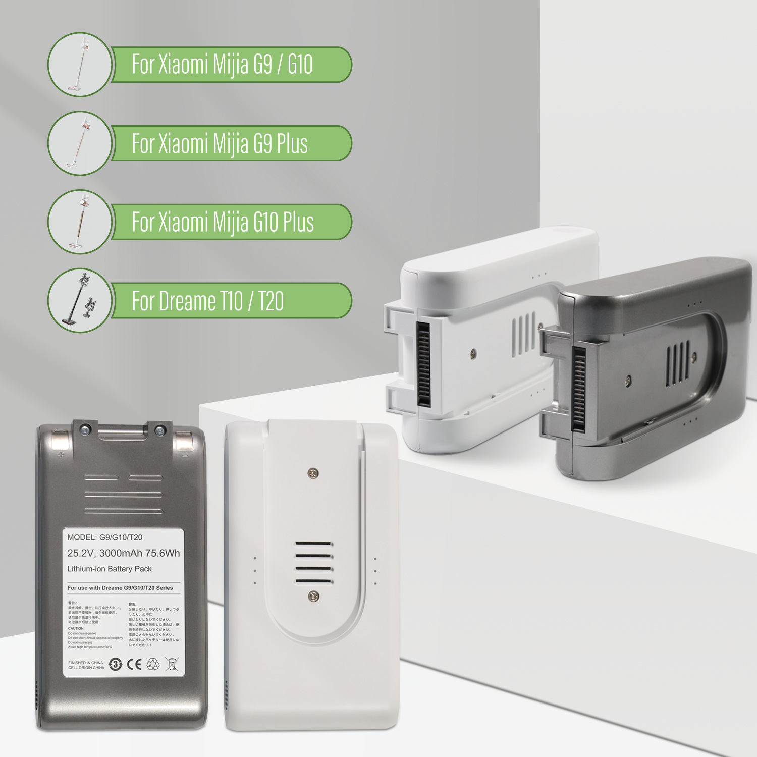 25.2V 3000mAh Replacement Li-ion Battery for Dreame T20 Li-Ion Sweeper Vacuum Cleaner Battery