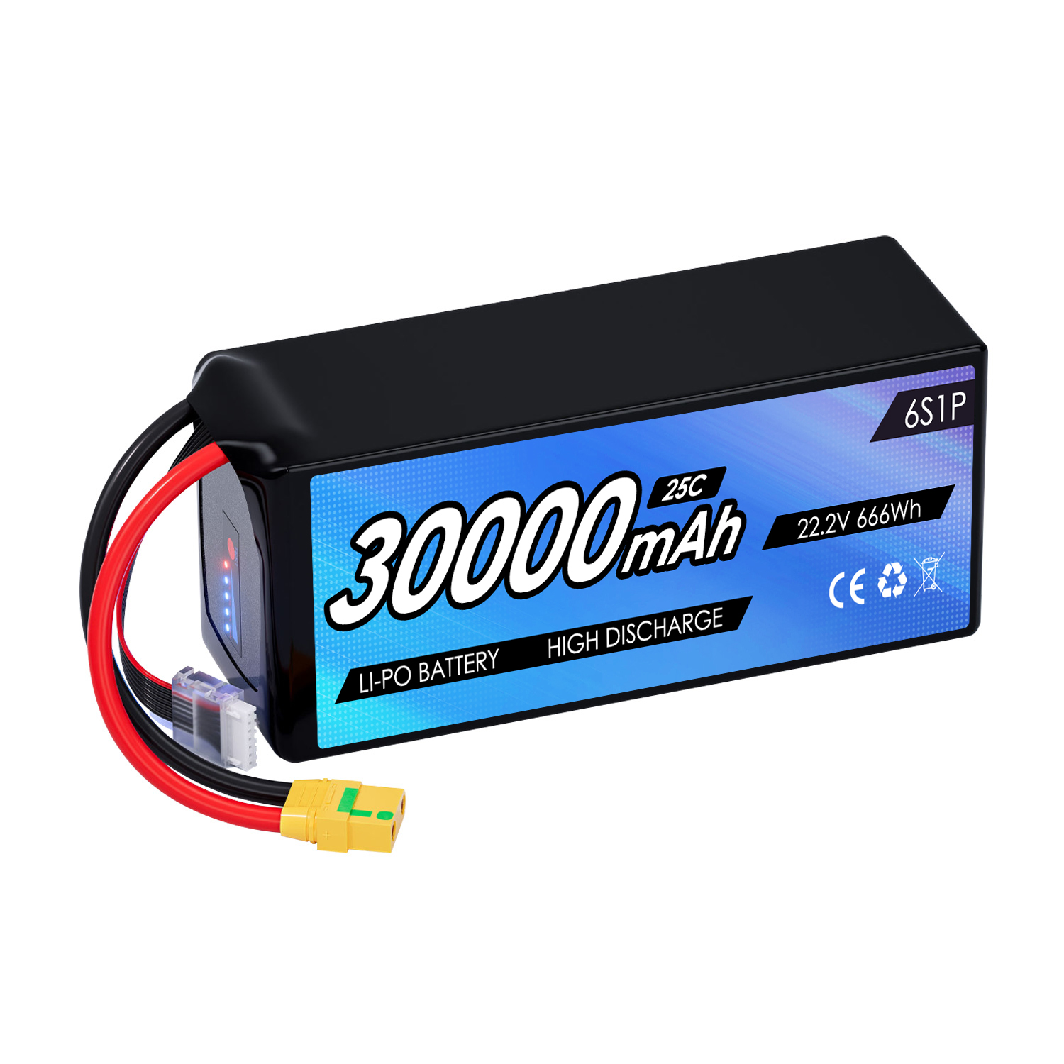 22.2V 30000mAh Lipo Drone 6S 25C Drone UAV Batteries for FPV Drone UAV Airplane Aircraft RC Quadcopter Airplane Helicopter