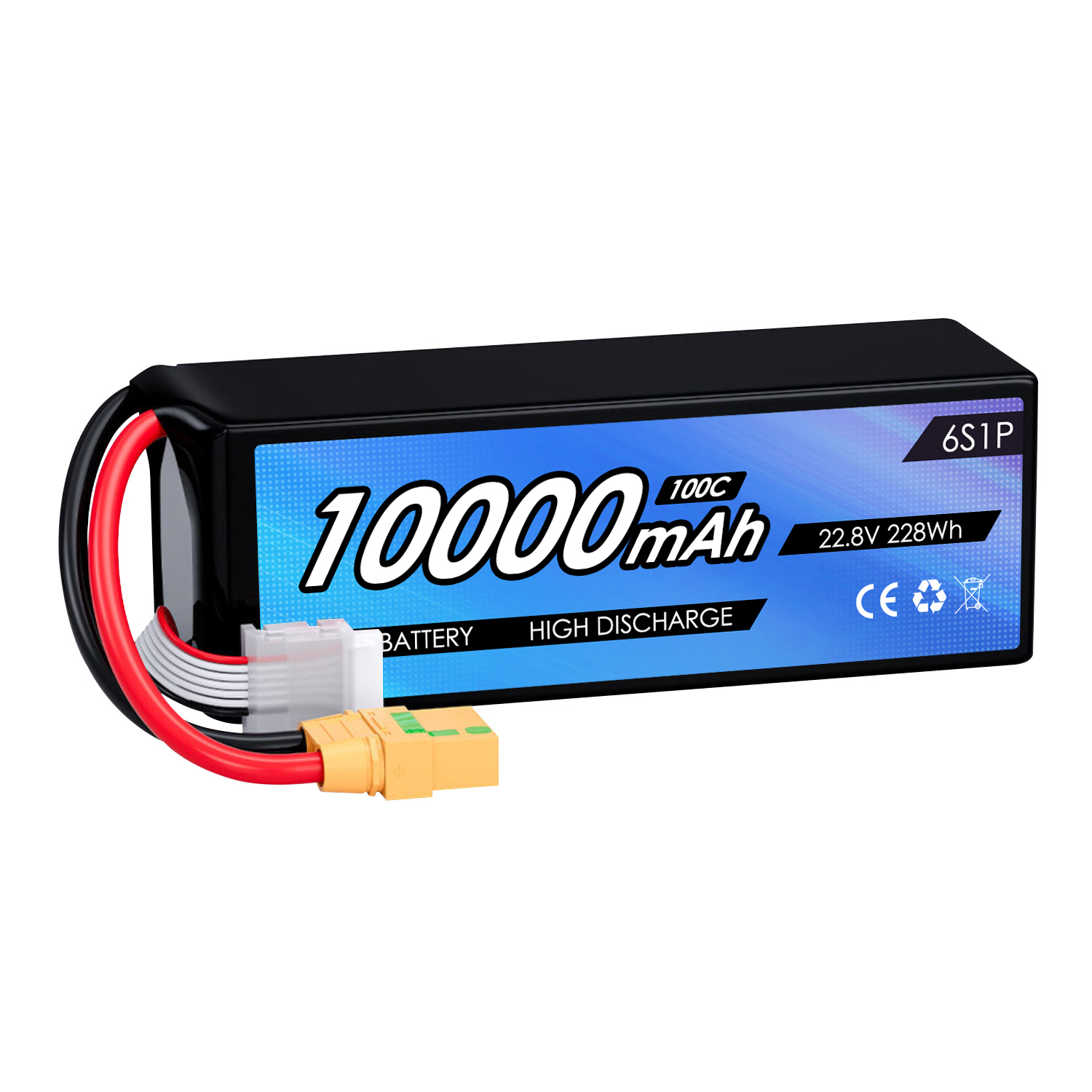 High Performance 22.8V 10000mAh FPV HV Drone Li-polymer Battery Pack 6S 100C for Professional Drones Aircraft UAV