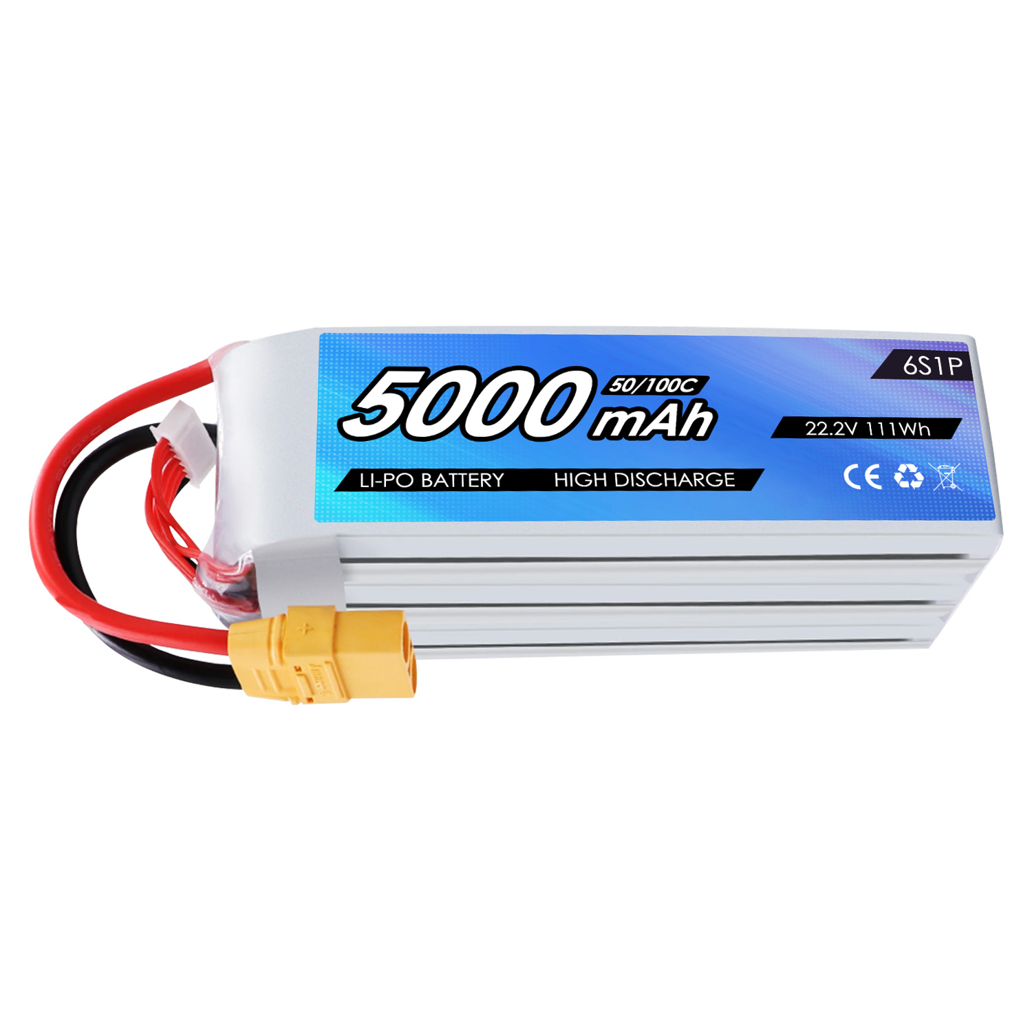 22.2V 5000mah 6S 50C 100C XT90 RC Battery Air Drone High Discharge C Rating Performance Helicopter Lipo Drone Battery