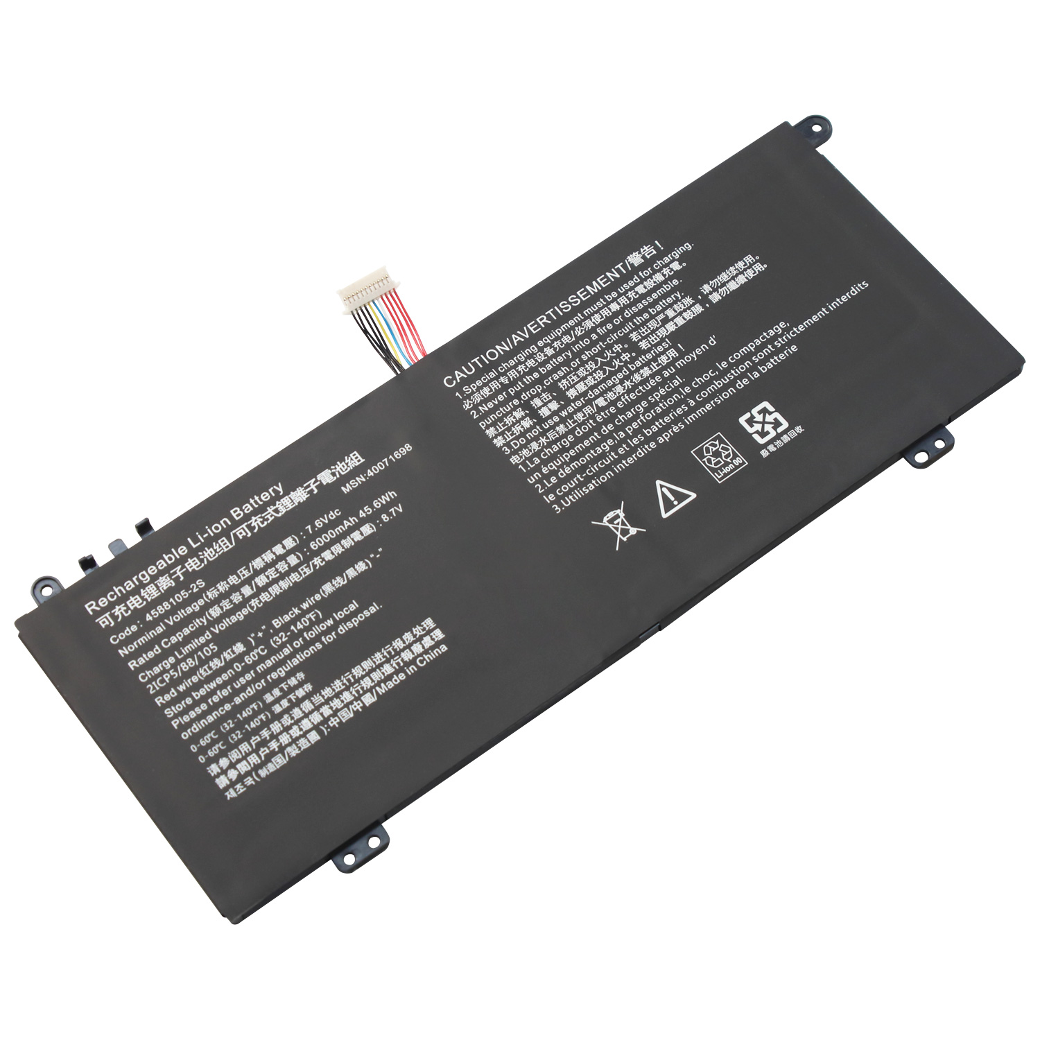 7.6V 6000mAh Tablet PC 4588105-2S Laptop Replacement Battery for Dynabook Satellite Pro C50-H-108 Medion Akoya E15403 30027586