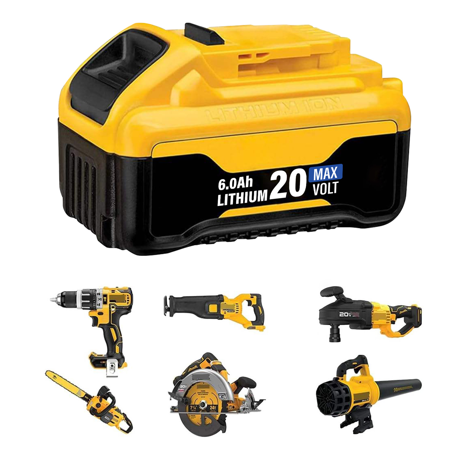 20v 6.0Ah DCB206 Replacement Dewalt Lithium Battery for Dewalt DCB206 DCB201 DCB203 DCB207 DCB205 DCB204 Power Tool