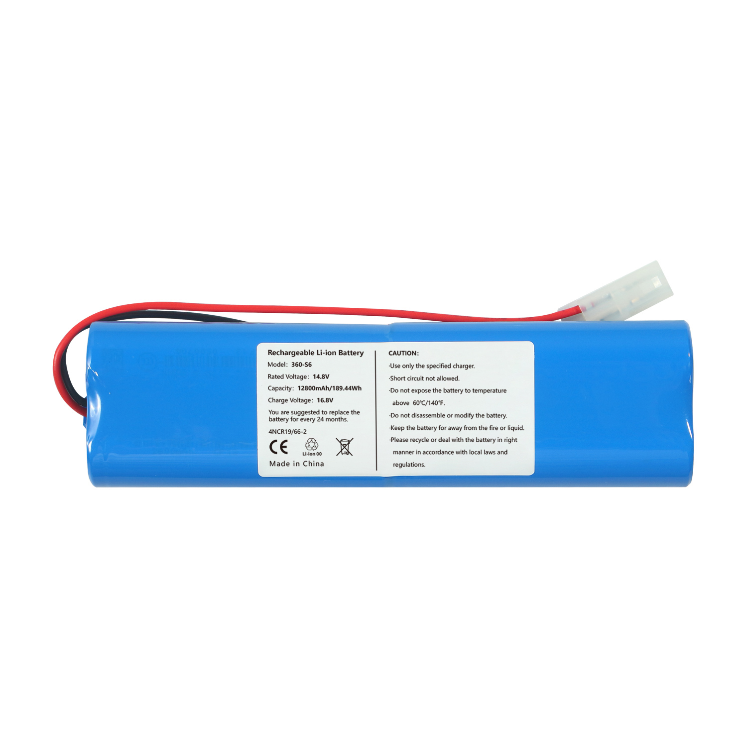 14.8V 12800mAh Replacement Battery Pack for Qihoo 360 S6 Vacuum Cleaner Spare Parts Accessories Robot Vacuum Cleaner Battery14.8V 12800mAh Replacement Battery Pack for Qihoo 360 S6 Vacuum Cleaner Spare Parts Accessories Robot Vacuum Cleaner Battery